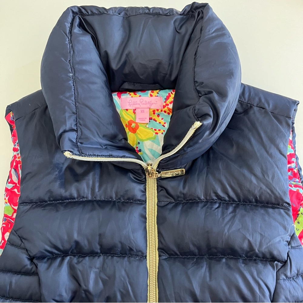 Lilly Pulitzer Allie Packable Puffer Vest Navy XS women’s down filled Lilly‎ P